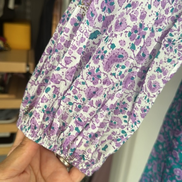 Ne Quittez Pas Floral Peasant Dress Purple Teal - Picture 5 of 12